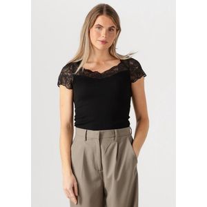 ROSEMUNDE - BEATHA CAPSLEEVE - Top - Zwart - Zachte Stof