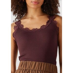 Rosemunde - Babette Silk Top - Tanktop - Wijnrood - Prachtige Vintage Kantafwerking