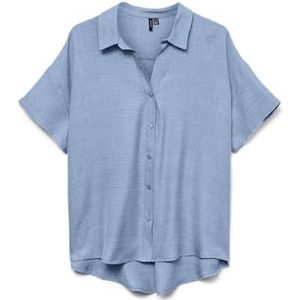 Vmmelaney Queeny Ss Shirt WVN Ga Noos, Chambray Blue, S