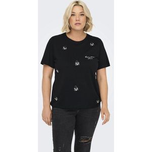 ONLY CARMAKOMA - Blousetop - Zwart - Katoen - Geborduurd Detail