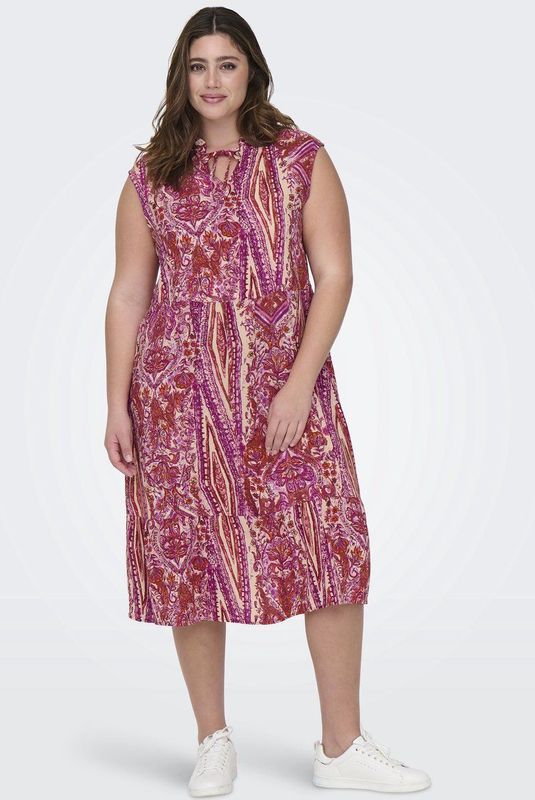 Carnova - Lange Jurk - Viscose - Midi-lengte - Mouwloos - V-Hals