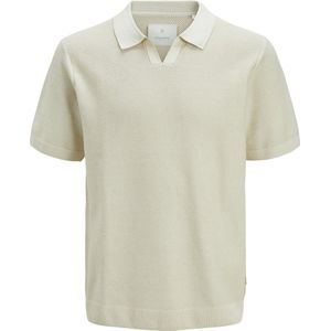 Jack & Jones - Jprcceaston Knit Split Neck Ss - Trui - Wit - Korte Mouwen