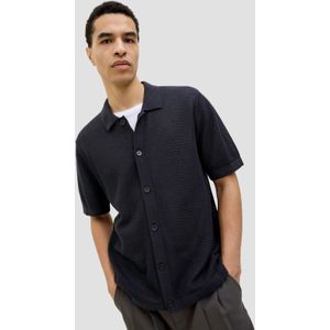 Jack & Jones - Gebreid Vest - Nachtblauw - Polokraag - Knoopsluiting