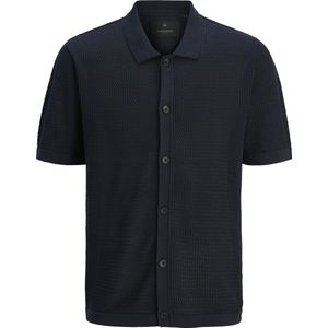 Jack & Jones - Gebreid Vest - Nachtblauw - Knoopsluiting - Polokraag