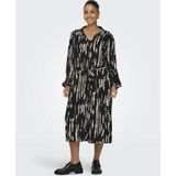 ONLY CARMAKOMA - Casual Jurk - Zwart - V-Hals - Ballonmouwen - Knoopsluiting