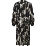 ONLY CARMAKOMA - Casual Jurk - Zwart - V-Hals - Ballonmouwen - Knoopsluiting