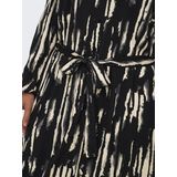 ONLY CARMAKOMA - Casual Jurk - Zwart - V-Hals - Ballonmouwen - Knoopsluiting