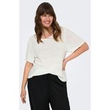 Only Carmakoma - Gebreide Top - Zwart - Knitwear - O-hals - Korte Mouwen