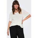 Only Carmakoma - Gebreide Top - Zwart - Knitwear - O-hals - Korte Mouwen