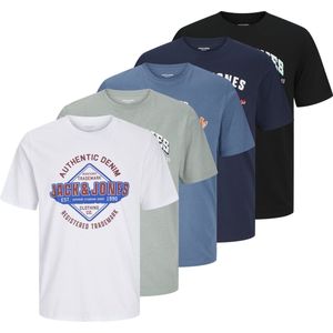Jack Jones Jjelogo Tee Ss o-Neck 2 Col Ss25 5pk Mp Heren t-Shirt