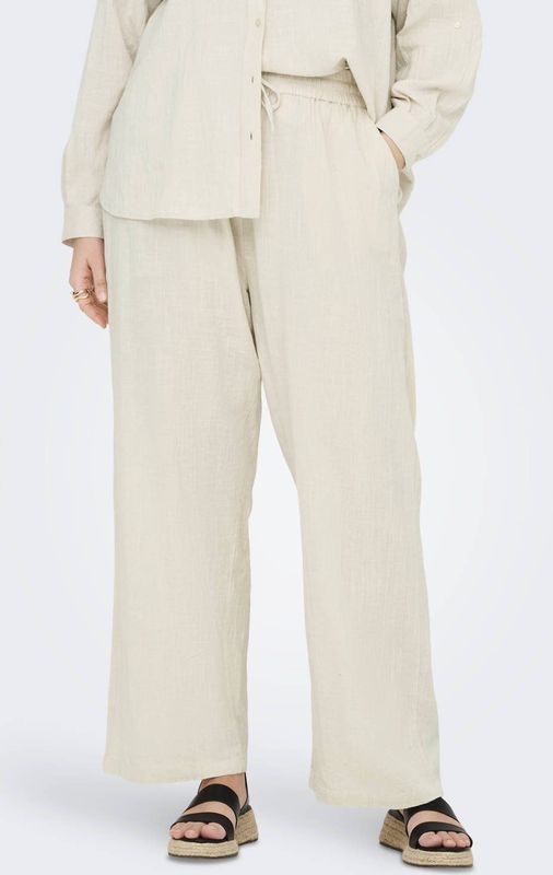 ONLY - CARTIZANA COTTON LOOSE PANTS - Comfortbroek - Pumice Stone - Zomerbroek