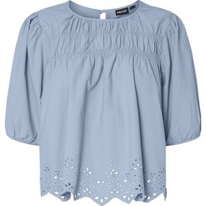 Pcsalmina - Blouse - Katoen - Halflange Mouwen - Ronde Hals - Gesmokt