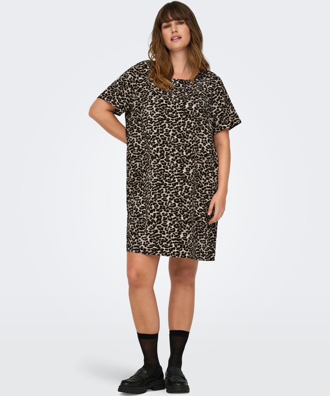 Jurk - Zwart - Katoen - Korte Mouwen - Loose Fit