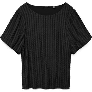 Geplooide Top - O-hals - Korte Wijde Mouwen - Polyester Voering - Regular Fit