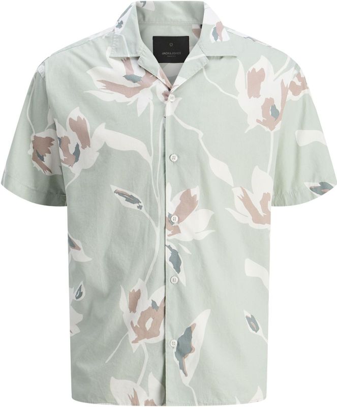 JACK & JONES - Overhemd - Bruin - Comfort Fit - Kwartmouw - Bloemenprint