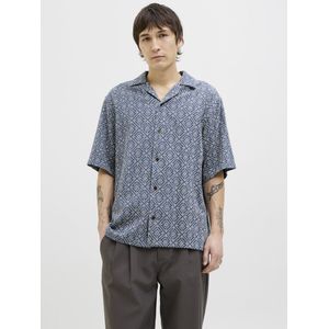 JACK & JONES - Jprbluvincent Print Resort S/S Shirt - Bering Sea - Katoen