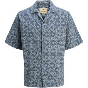 JACK & JONES - Jprbluvincent Print Resort S/S Shirt - Bering Sea - Katoen
