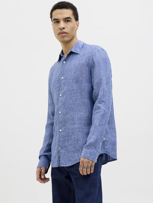 Overhemd - Mélange - Linnen - Lange Mouw - Regular Fit