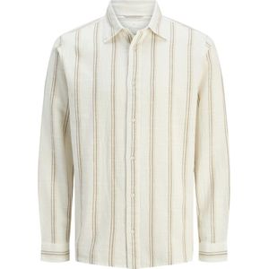 Jack & Jones - Jprccregent Dobby LS Shirt - Ecru - Biologisch Katoen