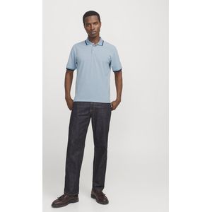 JACK & JONES PREMIUM Polo - Lichtblauw - Katoen/Polyester - Korte Mouwen