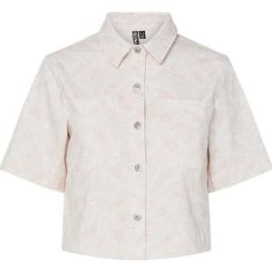 PIECES Dames Pcsalume Ss Denim Shirt, Egret, XL