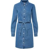 Pcsilje - Mini Denim Jurk - Katoen - Lange Mouwen - Blousekraag