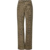 PIECES - Rechte Jeans - Luipaardprint - Denim - Hoge Taille