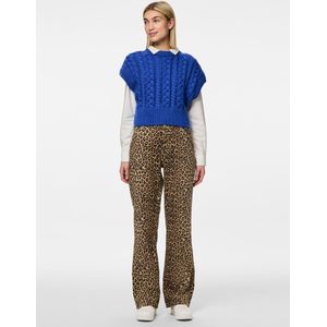 PIECES - Rechte Jeans - Luipaardprint - Denim - Hoge Taille
