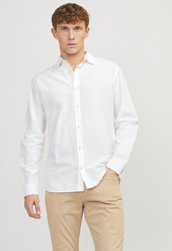 Jack & Jones - Heren Overhemden Linnen Shirt - Roze - Maat L