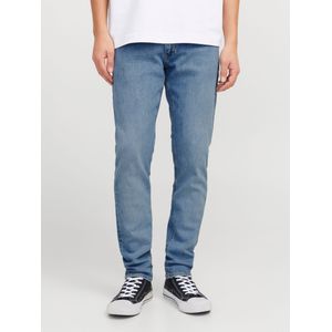 Jack & Jones - Jeans - Blauw - Katoen - Slim Fit Lage Taille Vervaagde