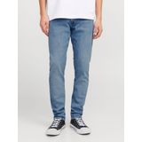 Jack & Jones - Jeans - Blauw - Katoen - Slim Fit Lage Taille Vervaagde