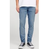Jack & Jones - Jeans - Blauw - Katoen - Slim Fit Lage Taille Vervaagde