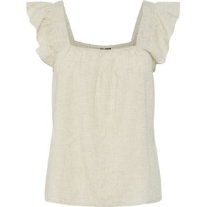 Pieces - Pcpia Sl Top Wvn Noos - Top - Birch/Melange - 70% Viscose 30% Linnen