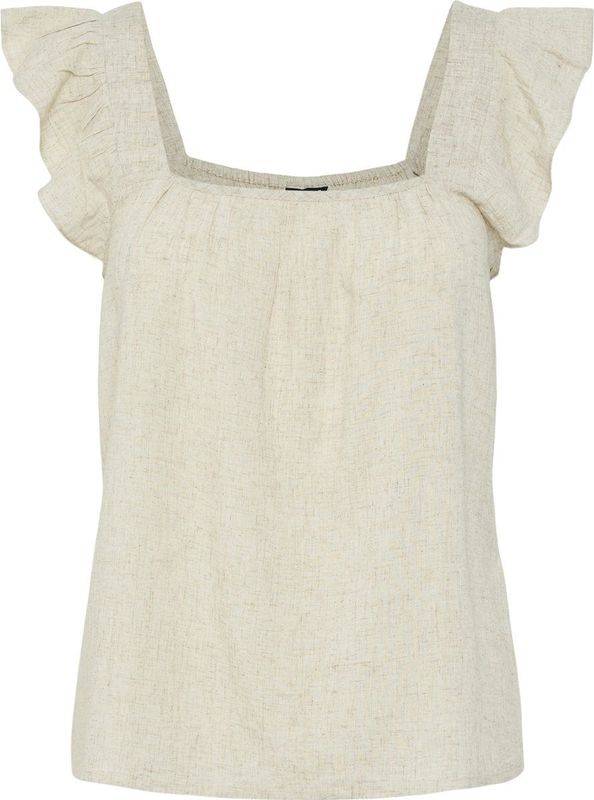 Pieces - Pcpia Sl Top Wvn Noos - Top - Birch/Melange - 70% Viscose 30% Linnen