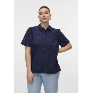 VERO MODA CURVE blouse donkerblauw broderie