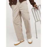 Cargobroek - Plaza Taupe - Hoog Taille - Wijd Pasvorm - Steekzakken