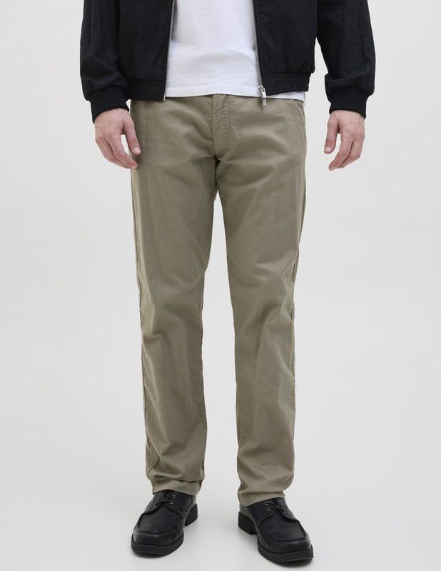 Relaxed Fit Broek - Geweven Stof - Katoen/Linnen - Trekkoord in Taille