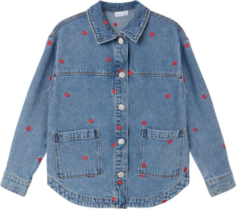 Jack - Denim - Blauw - Voorzakken - Drukknopen - Gespreide Kraag