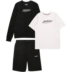 JACK & JONES Jjbeau Tee Ss/Sweatshirt & Shorts Set Jnr Jjbeau Jnr Tee Ss/Sweatshirt & Shorts Set Heren (3 stuks), zwart.