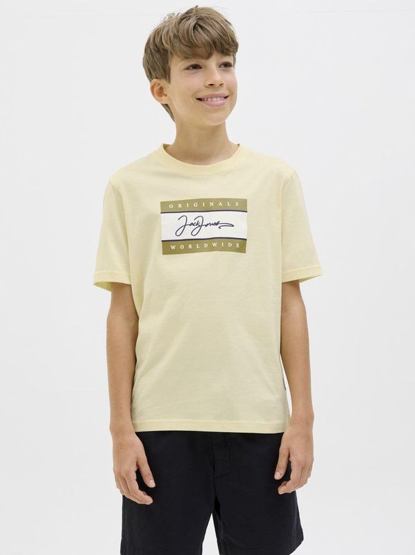 JACK & JONES - Jorfrederiksberg Boxscript T-shirt - Crème - Katoen - 1 stuk