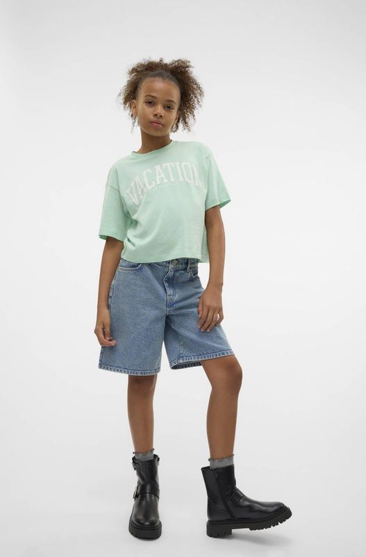 VERO MODA - T-shirt - Roze - Katoen - Cropped Fit