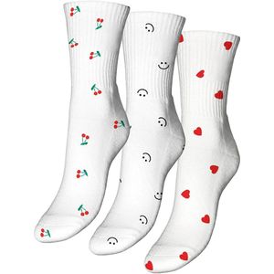 Vero Moda - Mel Detail - Enkelsokken - Wit - Rood - Groen - Zwart - 3-Pack - Katoen
