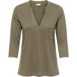 Jacqueline de Yong - Dalila - Top - V-Hals - 3/4 Mouwen - Zwart - 65% Polyester, 35% LENZING™ ECOVERO™ Viscose