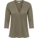 Jacqueline de Yong - Dalila - Top - V-Hals - 3/4 Mouwen - Zwart - 65% Polyester, 35% LENZING™ ECOVERO™ Viscose
