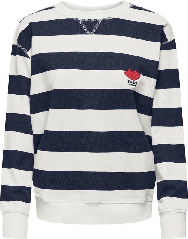 JDY - JDYBOOGIE - Sweatshirt - Cloud Dancer Black Iris Stripes