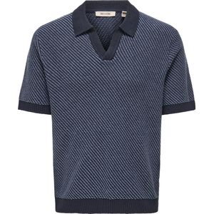 ONLY & SONS Heren Onsadrian Life Reg 7 Ss Resort Polo Knit, Dark Sapphire, M