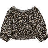 KIDS ONLY GIRL off shoulder top met panterprint zwart/beige