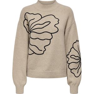 Jacqueline de Yong - Jdyjella Flower - Pullover - Cement/Melange - Dames