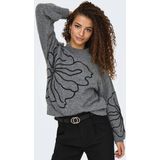 JDY - JDYJELLA - Gebreide Trui - Donkergrijs / Zwart