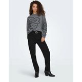 JDY - JDYJELLA - Gebreide Trui - Donkergrijs / Zwart